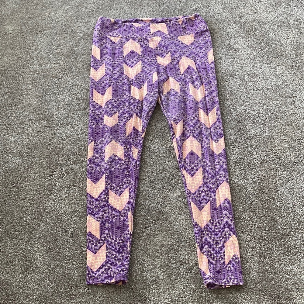 LuLaRoe Purple Pink Geometric Leggings Tall & Curvy T&C